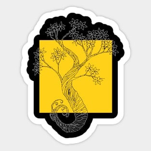 Yellow Square Ink Tree Sticker